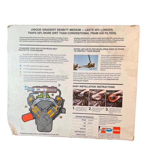 FRAM Extra Life Air Filter CA3537  AC A735C NWT - Picture 4 of 4